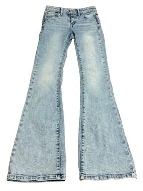 Buckle Girls High-Rise Light Blue Flare Jeans Wide Leg Size 12L